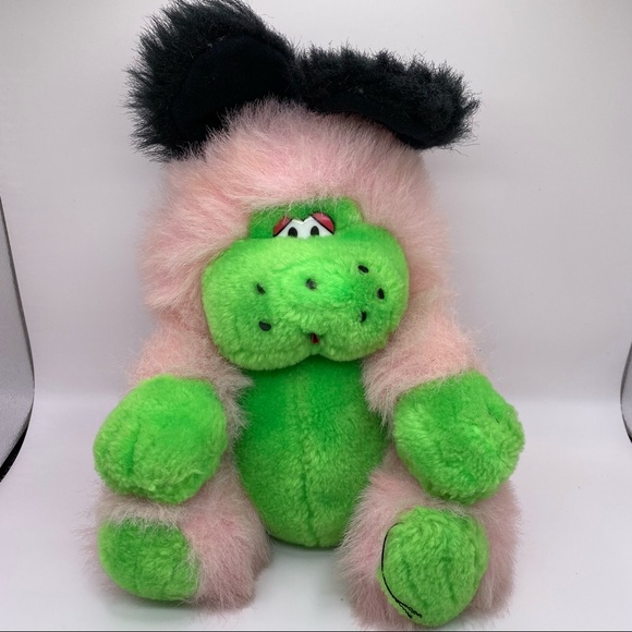 Dan Brechner Plush Toy CO Pink and Green Monster Stuffed Animal With Ears - Picture 2 of 16